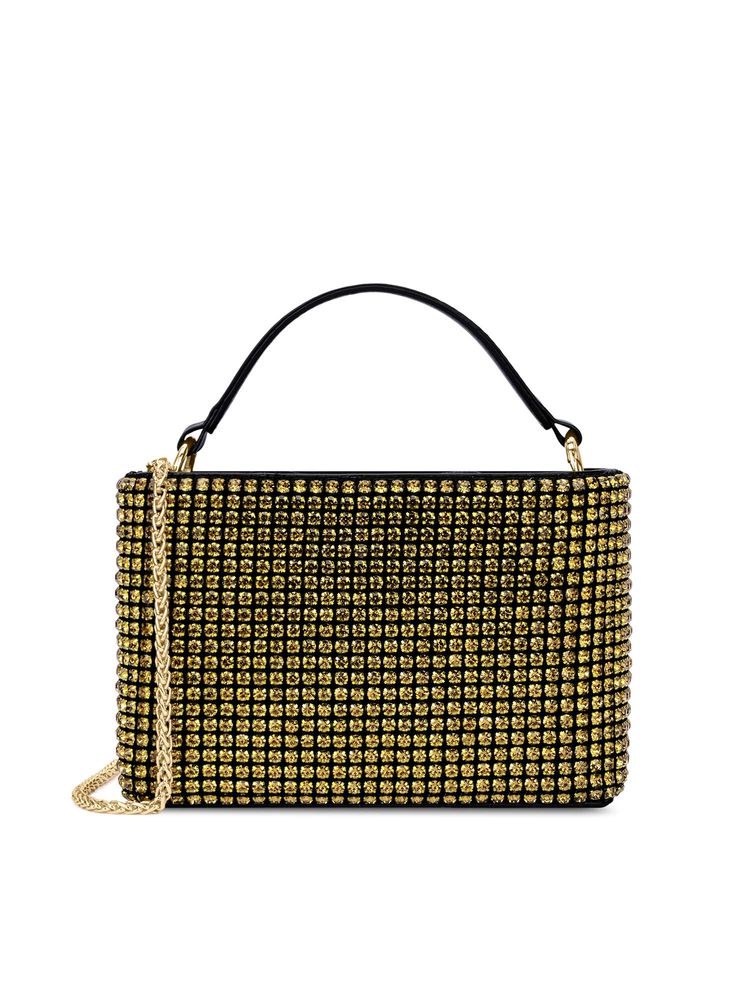 Lavie Luxe Gold Stone Embellished Handheld Bag with Detachable Strap-image-29