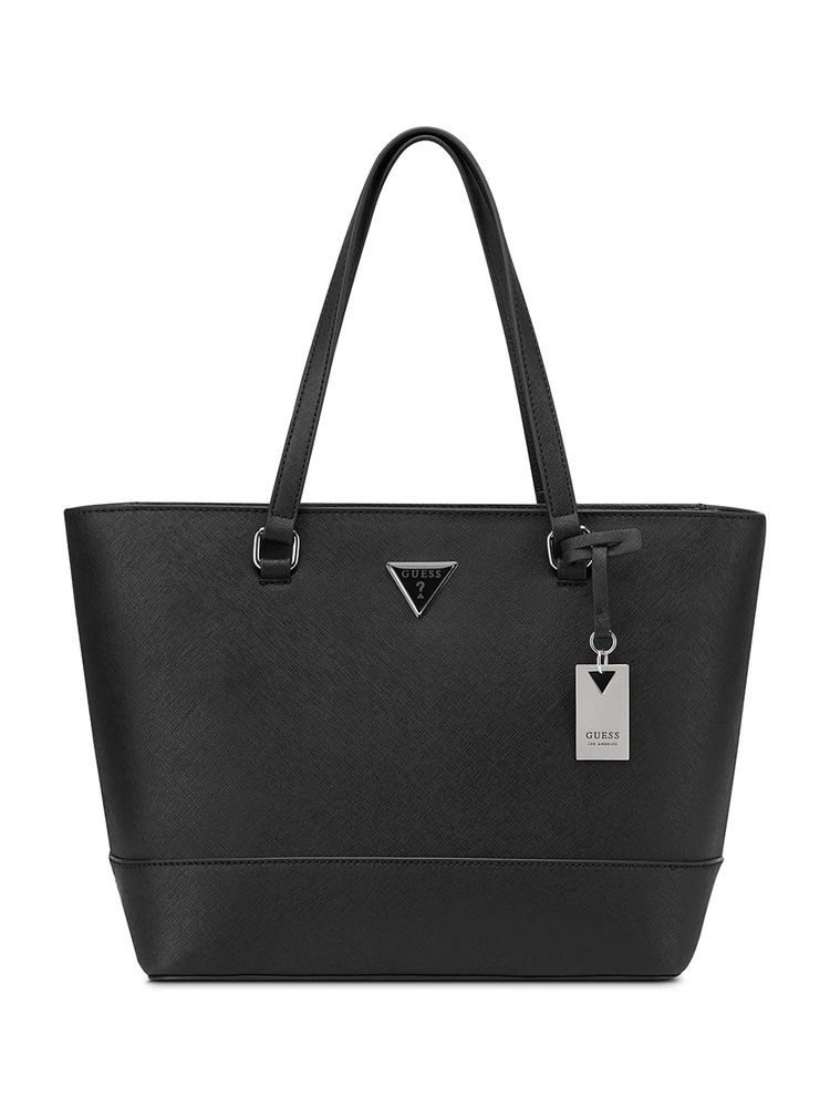 Guess Black Pvc Solid Handbag-image-46