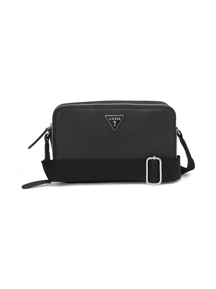 Guess Black Pvc Solid Slingbag-image-7