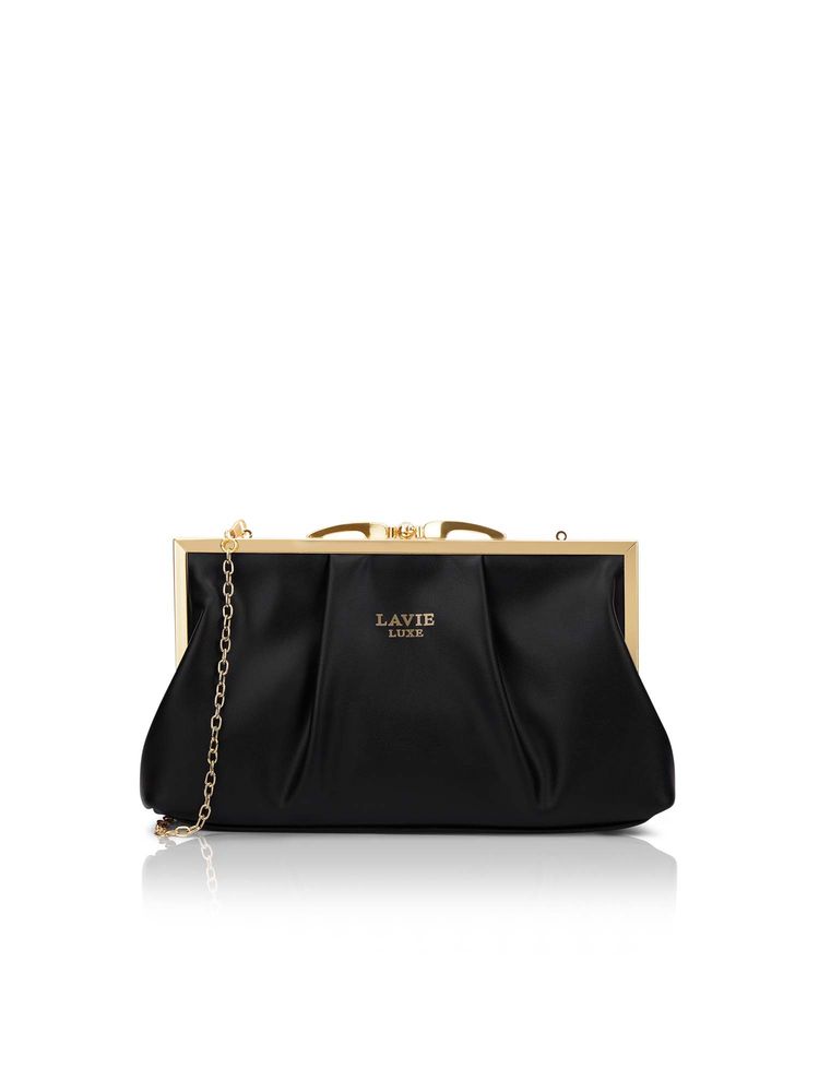 Lavie Luxe Black Synthetic Leather Solid Clutch-picture-30