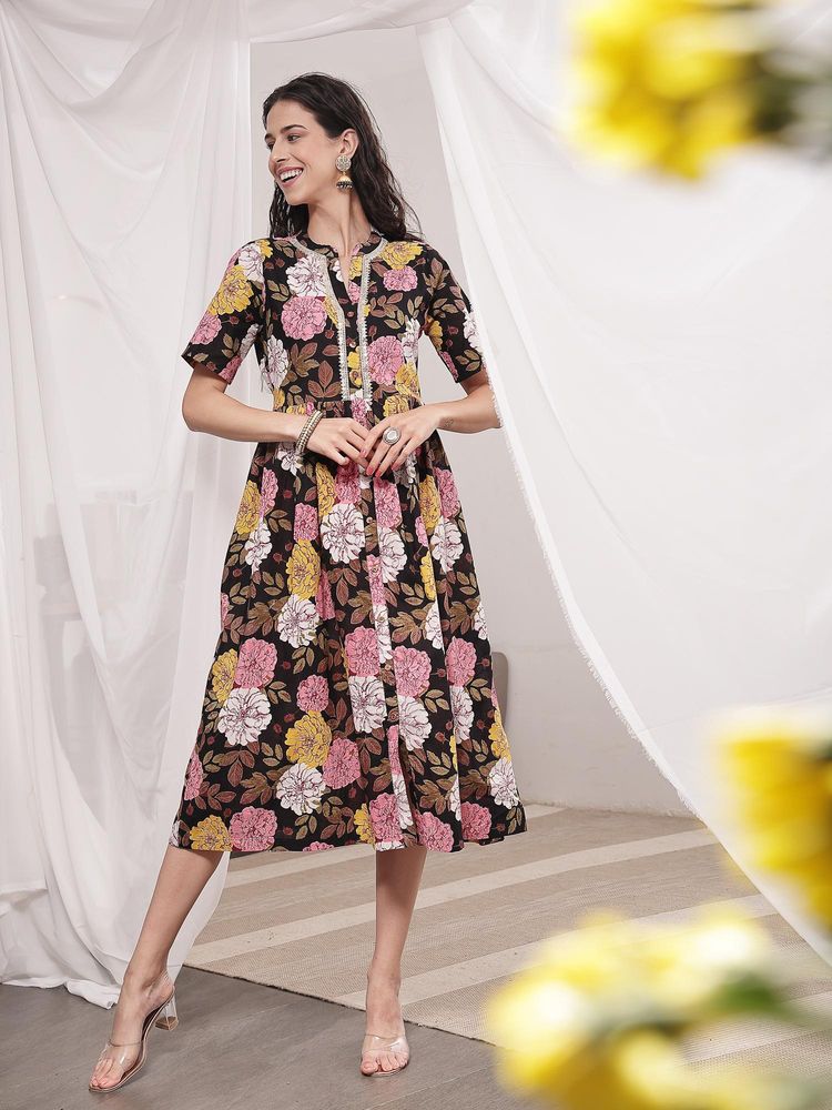 Zelena Wine Cotton Zipless Maternity and Nursing Dress with Metallic Lace-image-18
