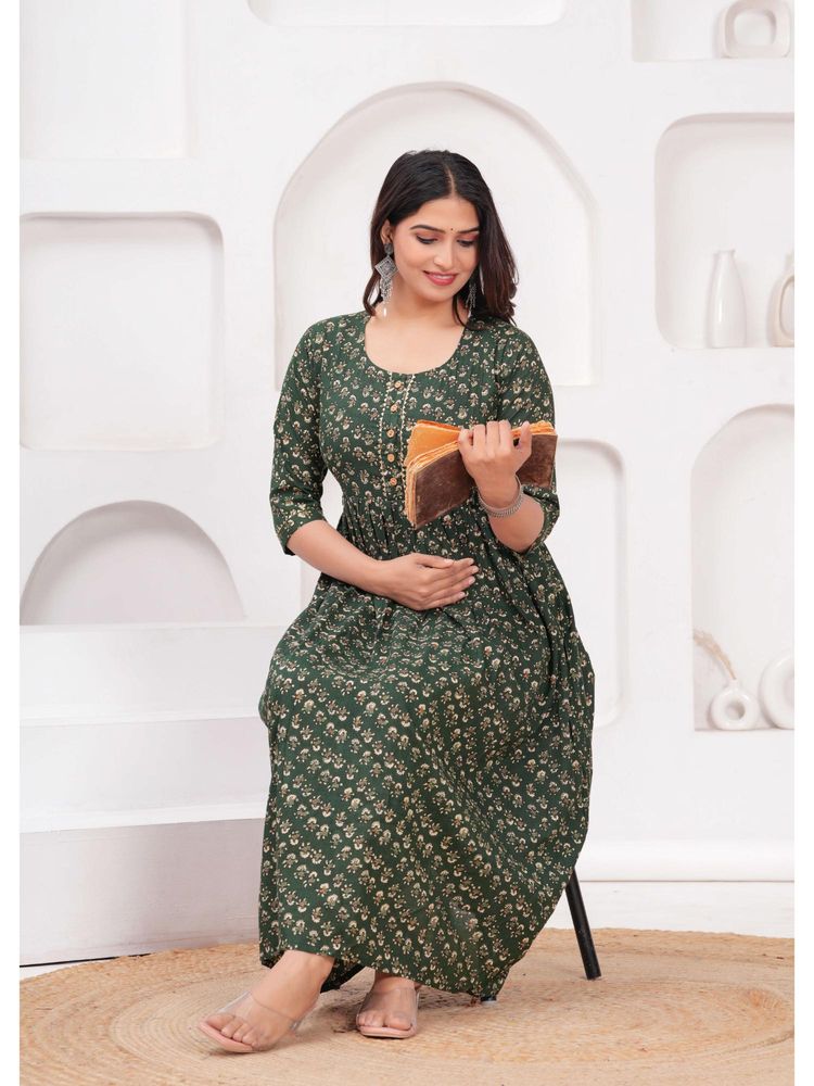 UrbanRang Forest Green Ethnic Dress-image-5