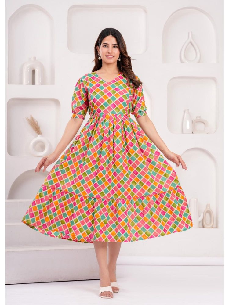 UrbanRang Sunset Multi-Color Printed Dress-image-2