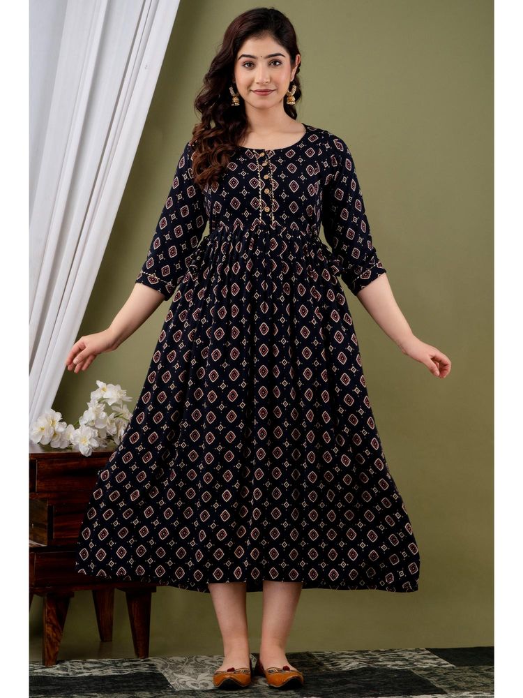 UrbanRang Midnight Motif Black Maternity Maxi-picture-28