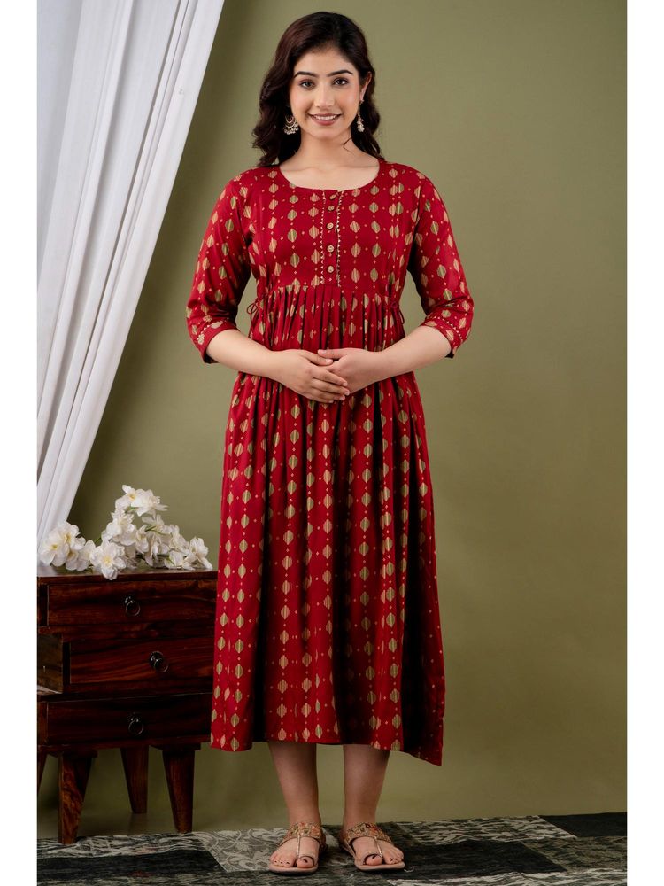 UrbanRang Scarlet Charm Printed Maternity Maxi-picture-17