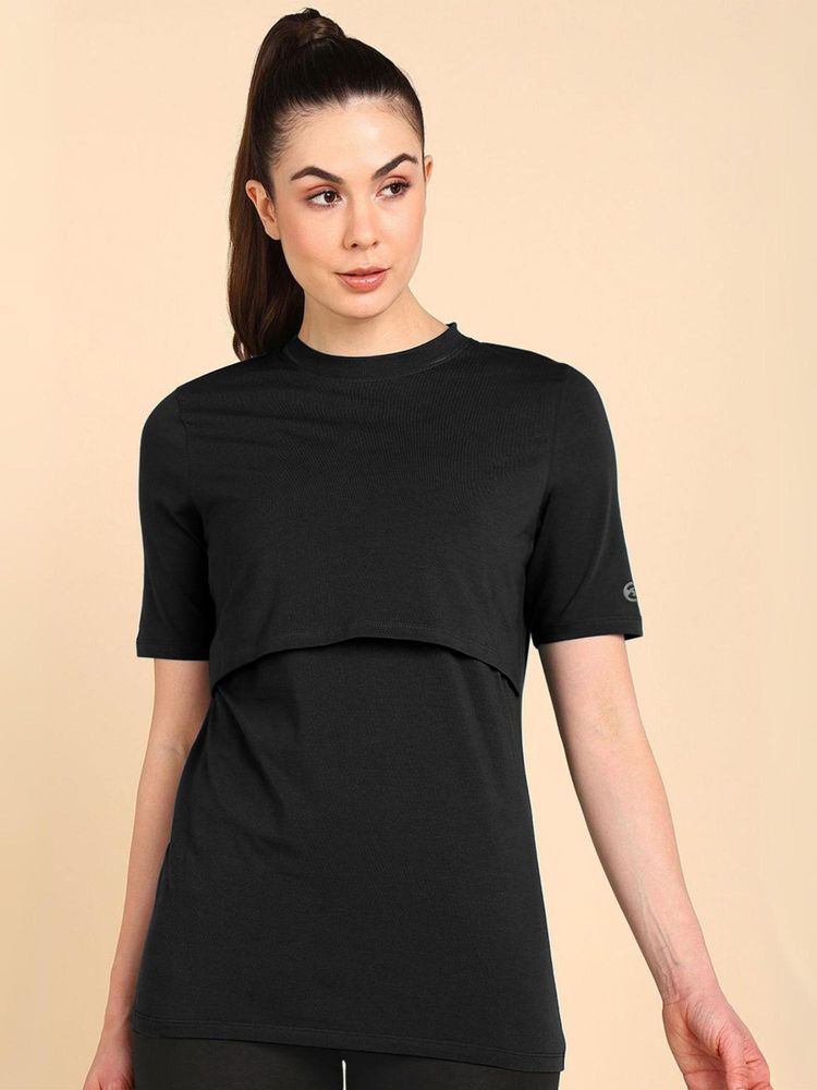 Zelena Black Zipless Maternity Feeding Top - Nursing Access for Easy Feeding-image-13