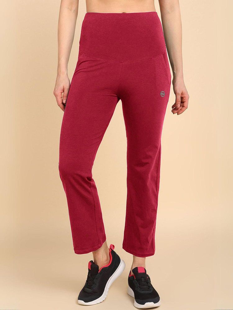 Zelena Red Cotton Maternity and Postpartum Track Pants-picture-23