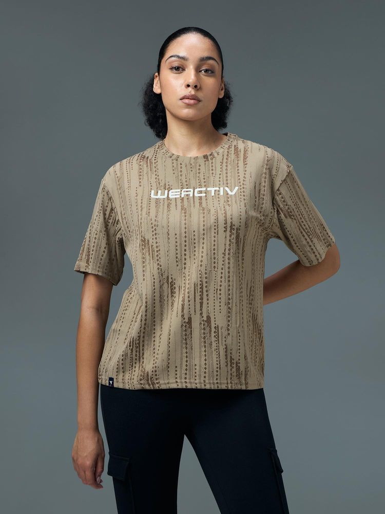 Technosport Women Jacquard Boxy Fit Crew Neck Sports T-shirt with DOUBLE COOL-picture-26