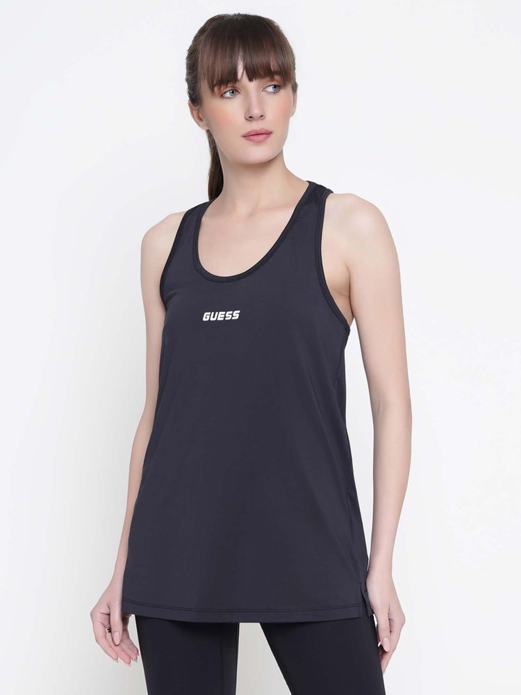guess fashion Guess Women Black Solid Round Neck Tank-picture-10