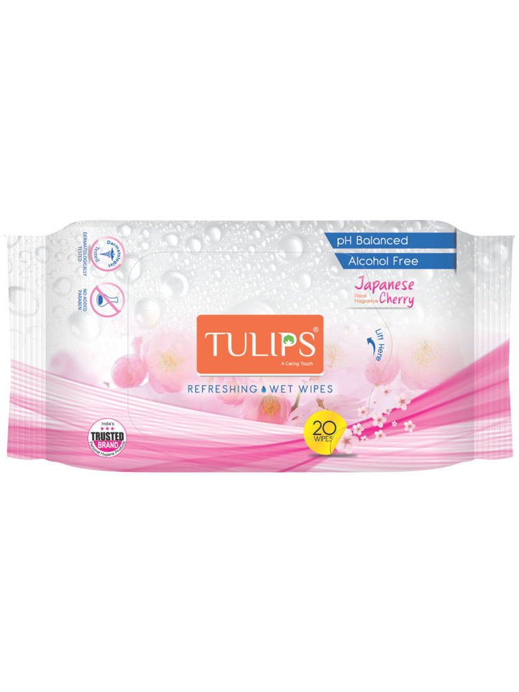 Tulips Refreshing Wet Wipes European Japanese Cherry Fragrance