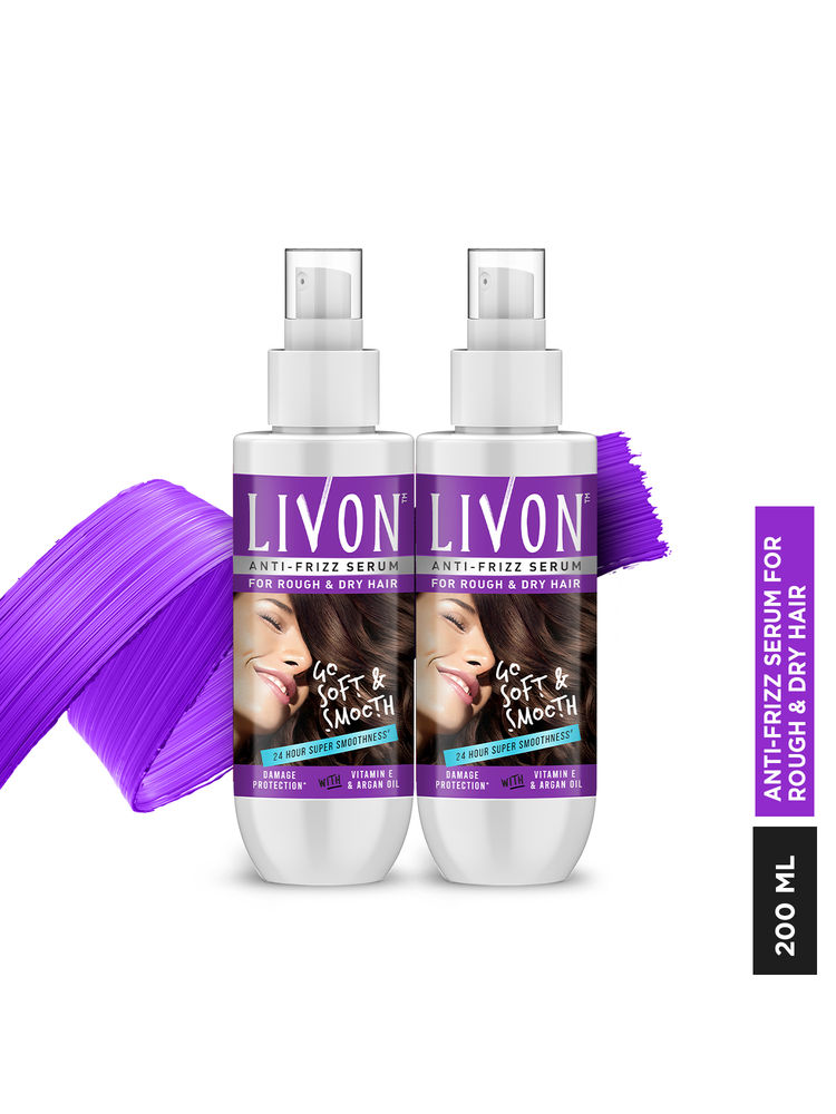 Livon Hair Serum for Women for Dry and Rough Hair, 24-hour frizz-free Smoothness (Pack of 2)