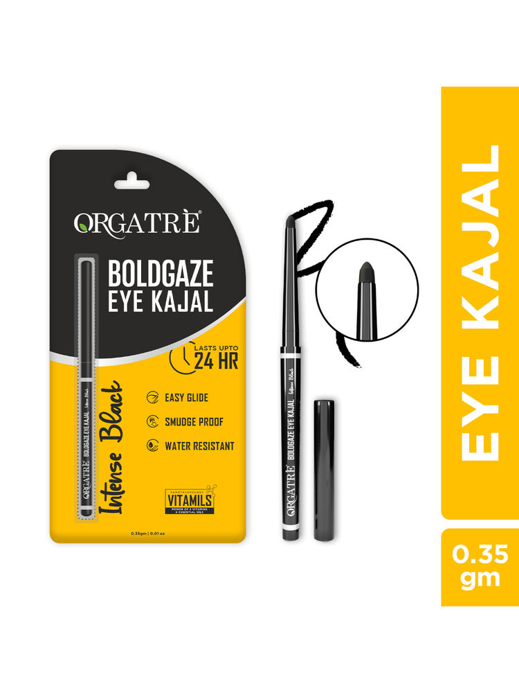Orgatre Boldgaze Waterproof Kajal Pencil - Smudge-Proof, 24H Lasting, Easy Glide, Intense Black-picture-8