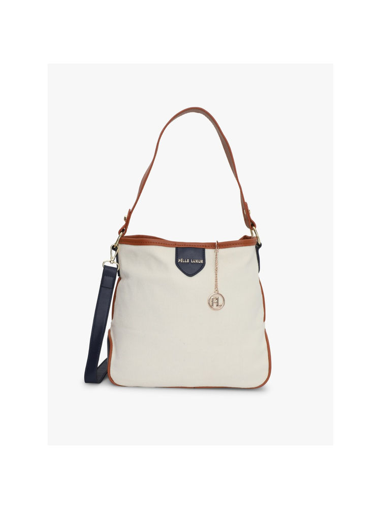 Pelle Luxur Off-White-Brown Satchel Bag-image-19