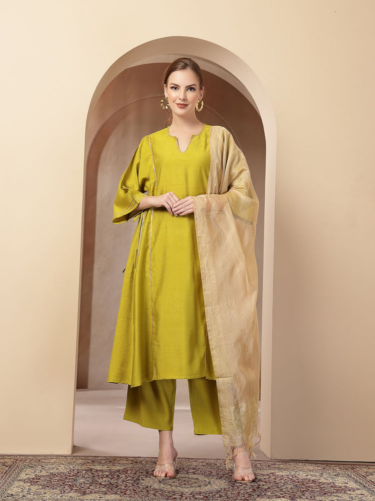 Zelena Cotton Maternity Kurta Pant and Dupatta - Green-picture-18