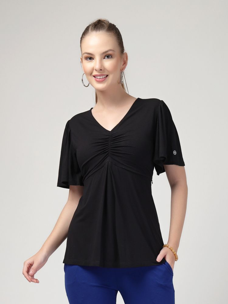 Zelena Viscose Elastane Maternity Top -Black-picture-18
