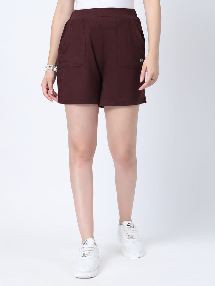 Zelena Viscose Lycra Maternity Shorts - Dark Chocolate-picture-16
