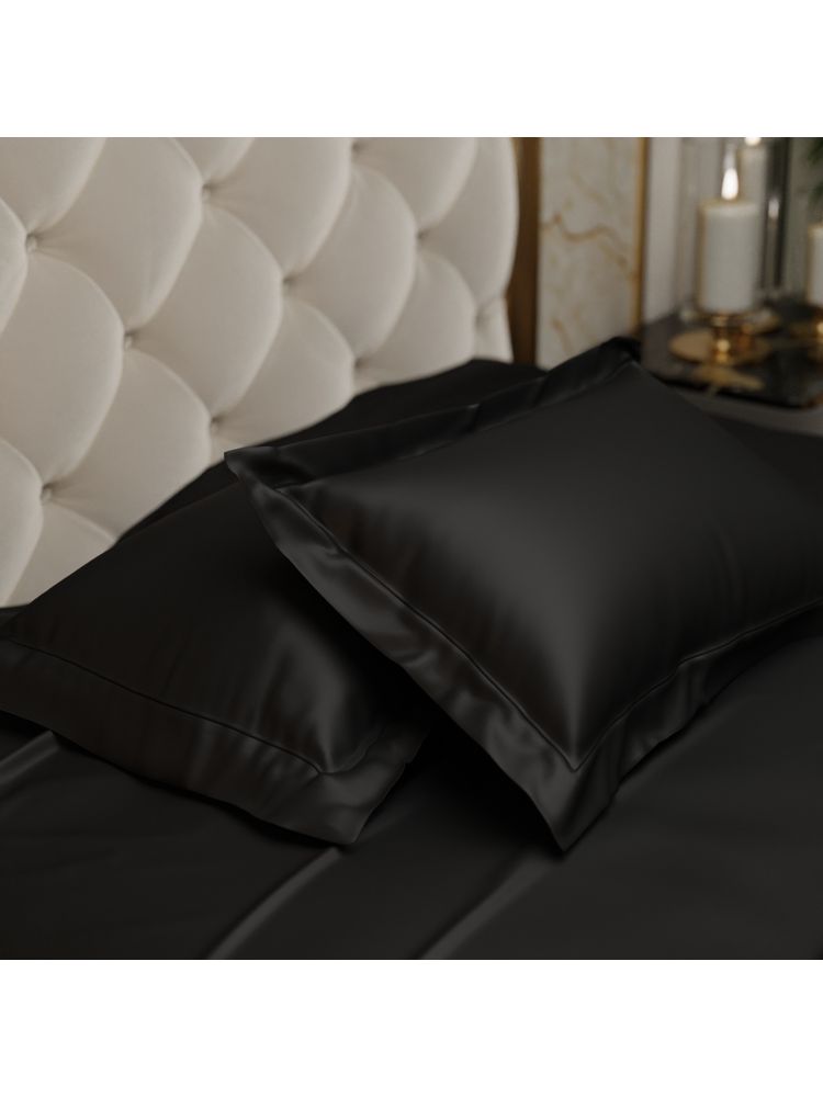 Stoa Paris Black Satin Pillow Covers (Set Of 2)-picture-23