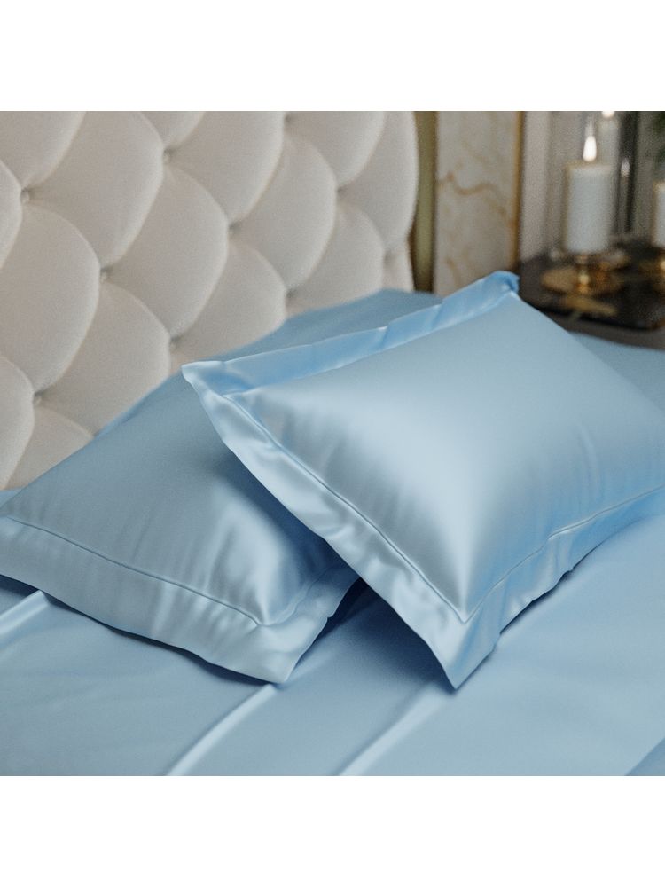 Stoa Paris Blue Satin Pillow Covers (Set Of 2)-picture-13