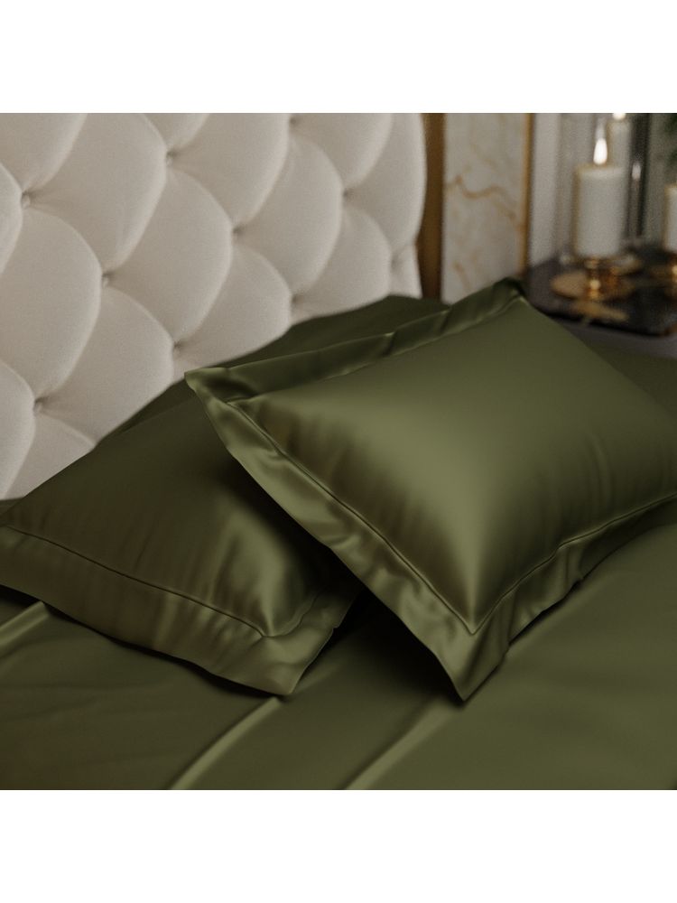Stoa Paris Olive Satin Pillow Covers (Set Of 2)-picture-15