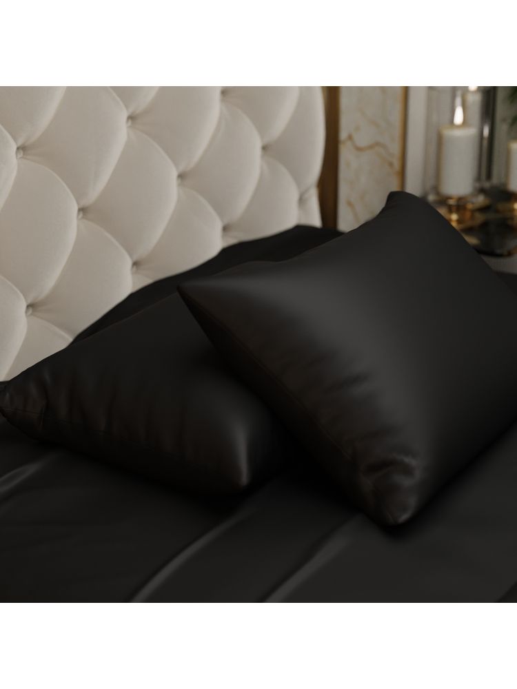 Stoa Paris Black Ultra Satin Pillow Covers (Set Of 2)