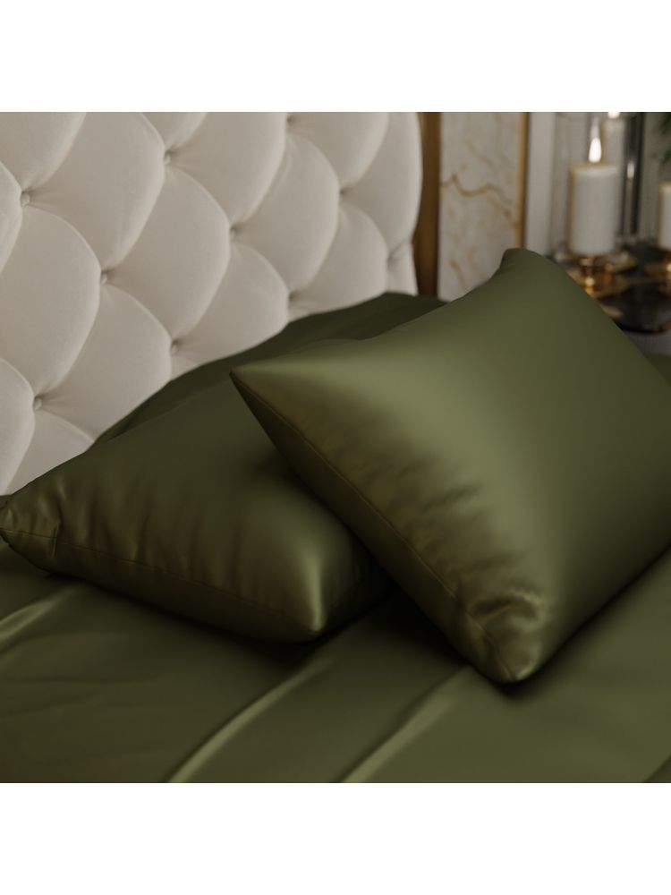 Stoa Paris Olive Ultra Satin Pillow Covers (Set Of 2)-picture-11