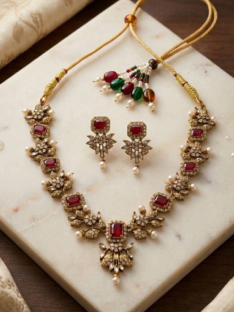 STILEADDA Red Stones Western Jewellery Set-picture-17