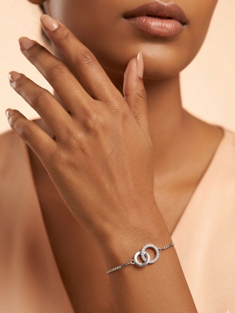 925 SILLER White Stones Silver Jewellery Bracelet-image-39
