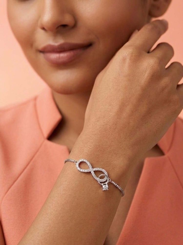 925 SILLER White Stones Silver Jewellery Bracelet-image-41