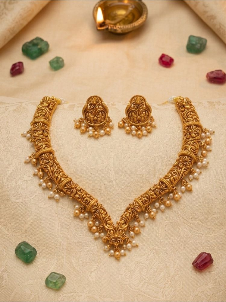 STILEADDA White Pearl Traditional Jewellery Set-picture-19