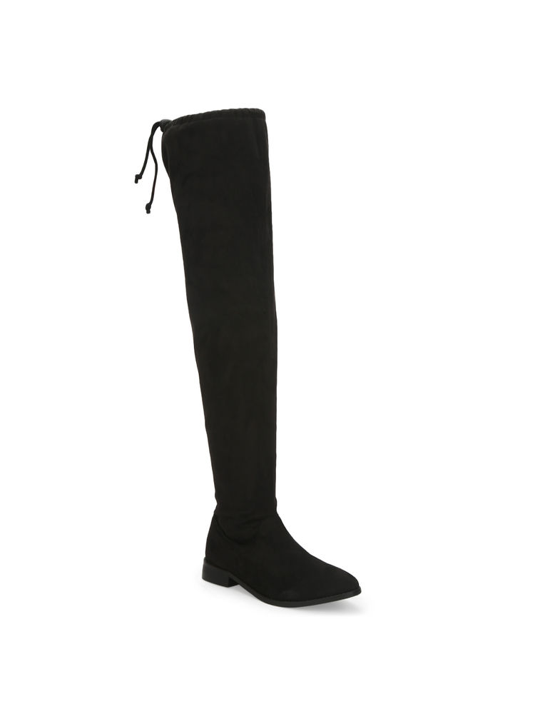 Truffle Collection Black Suede Thigh High Boots