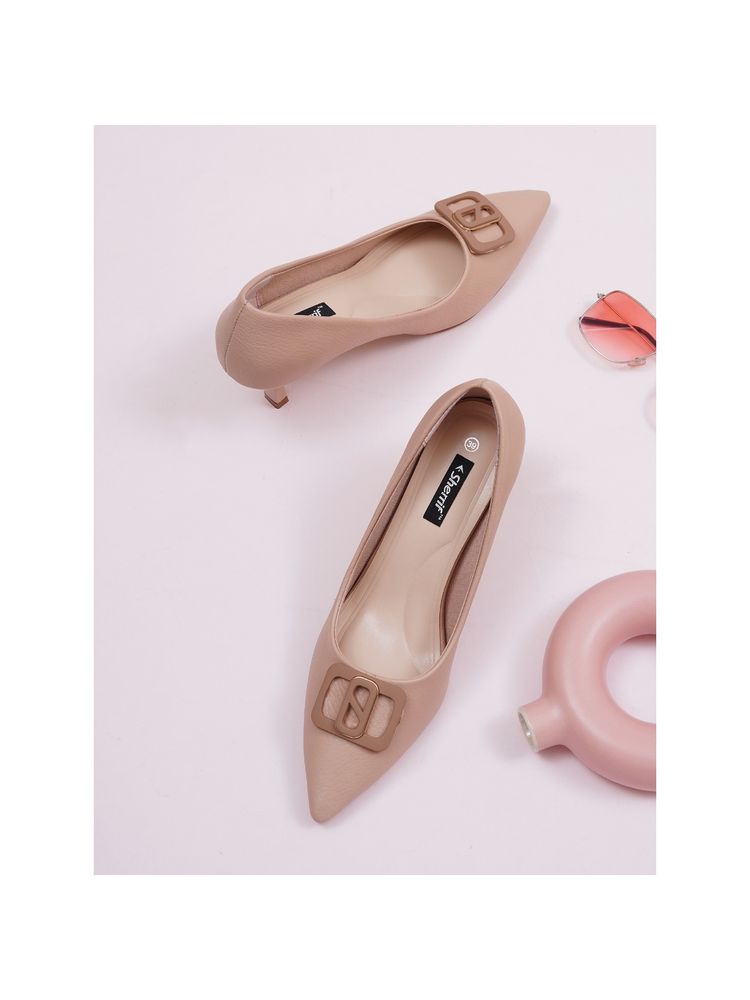 Sherrif Shoes Party Nude Stiletto Closed Back Pointed Toe Solid Pump Heels-picture-33