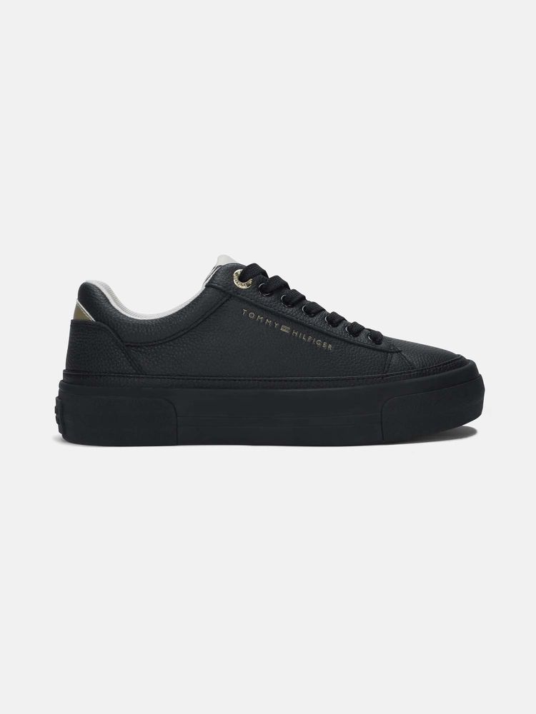 tommy hilfiger clothing Tommy Hilfiger Solid Black Leather Sneakers-picture-11