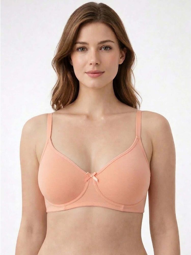 Groversons Paris Beauty Womens Half-Coverage Cotton Blend Bra - Soft Support In Peach-picture-33