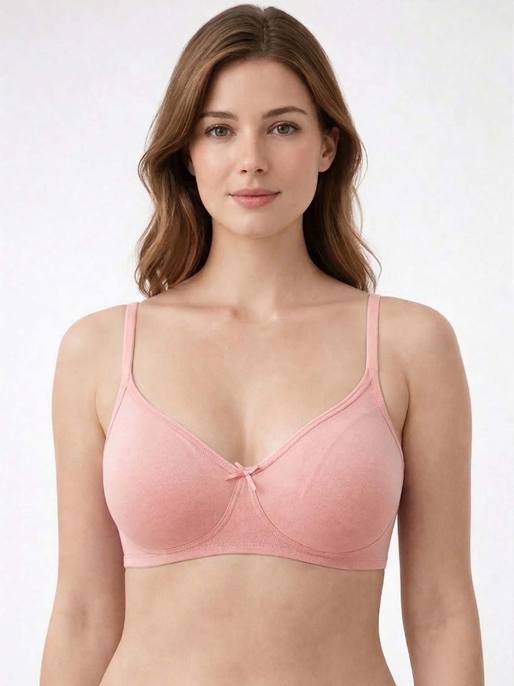 Groversons Paris Beauty Womens Half-Coverage Cotton Blend Bra - Soft Support In Warm Pink-picture-28