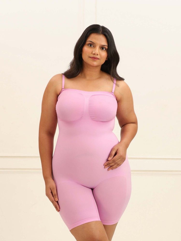 Underneat Women Seamless Sculpting Strapless Butt Lifting Bodysuit Pink-picture-15