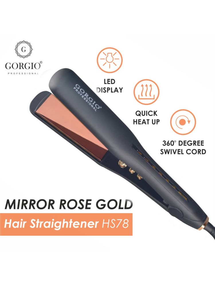 Gorgio Professional Premium Real Titanium Rose Gold Plated Hair Straightener HS 78-picture-34