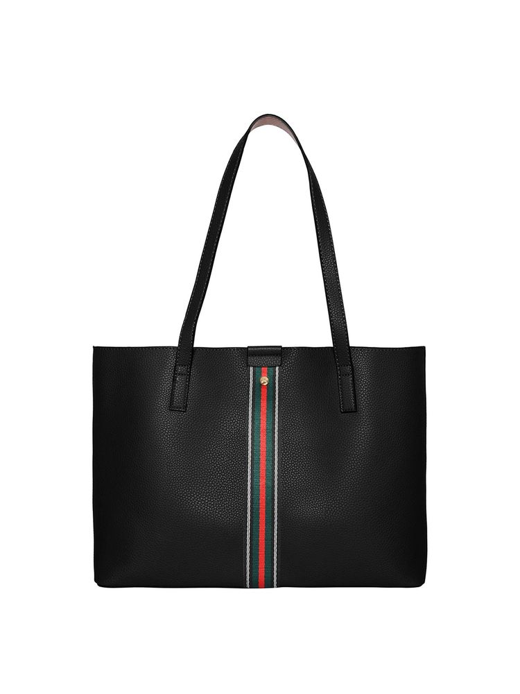 Accessorize London Womens Faux Leather Black Cambridge Tote Bag