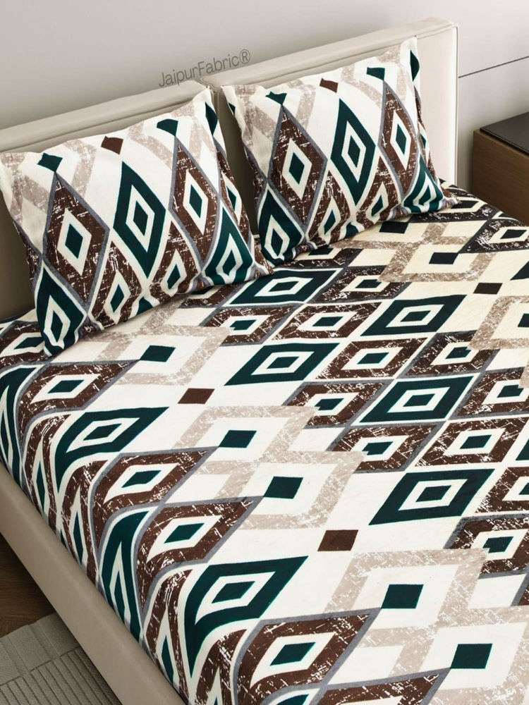 JAIPUR FABRIC Modern Diamond Mosaic Super Soft Velvet Double Bedsheet With 2 Pillow Covers (Queen)-image-37