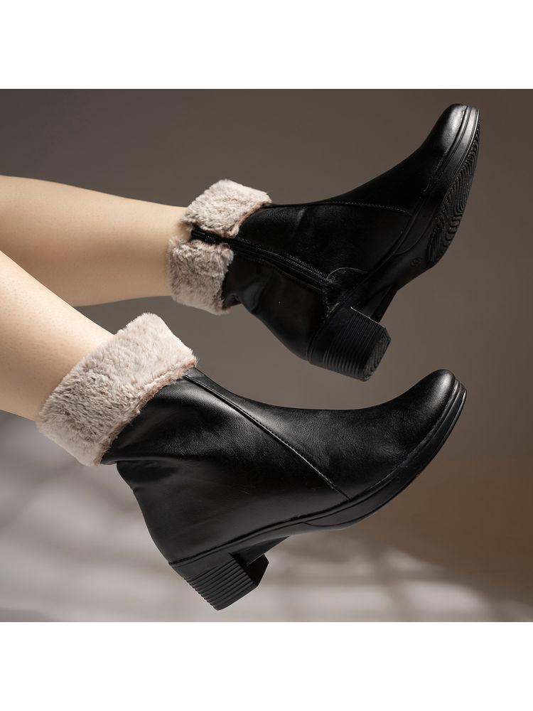 Shoetopia Comfortable Stylish Black Winter Puff Boots For Women