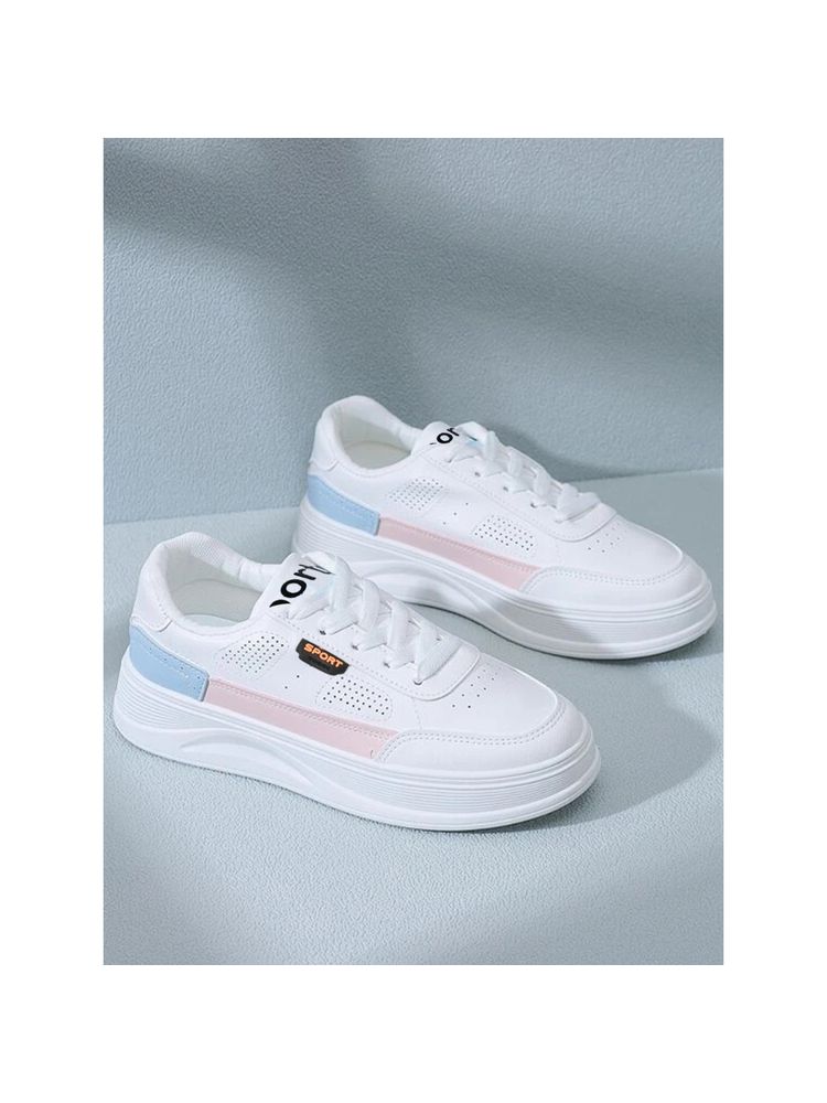 Shoetopia Women Smart Casual Comfortable White Colorblock Sneakers