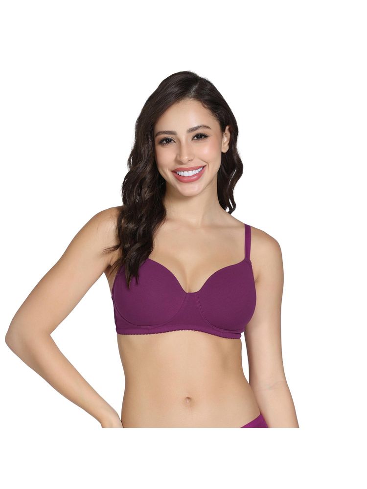 Zivame Raspberry Radiance Padded Non Wired 3-4Th Coverage T-Shirt Bra-picture-14