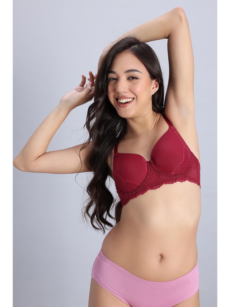Zivame Maroon Padded Regular Wired 3-4Th Coverage T-Shirt Bra-picture-19