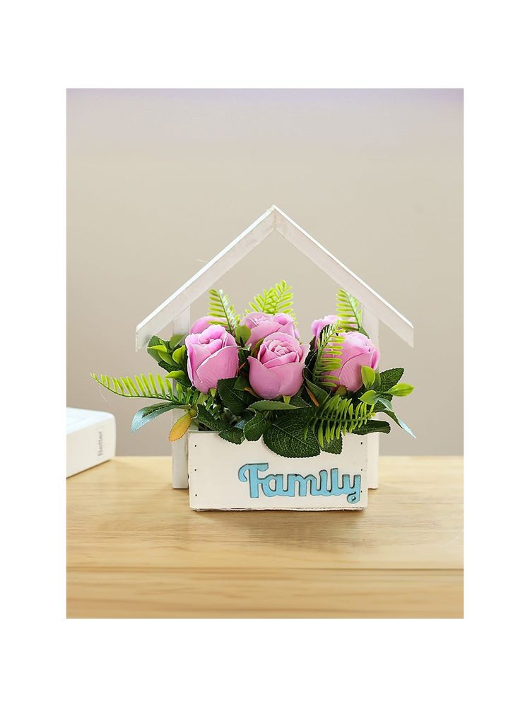UMAI 7 Headed Pink Rose Artificial Plant-picture-48