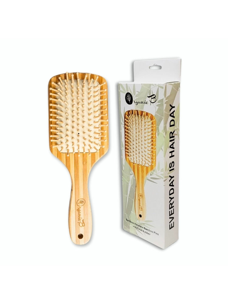 Organic B Rectangular Paddle Hairbrush Bamboo Stripped Large-image-21