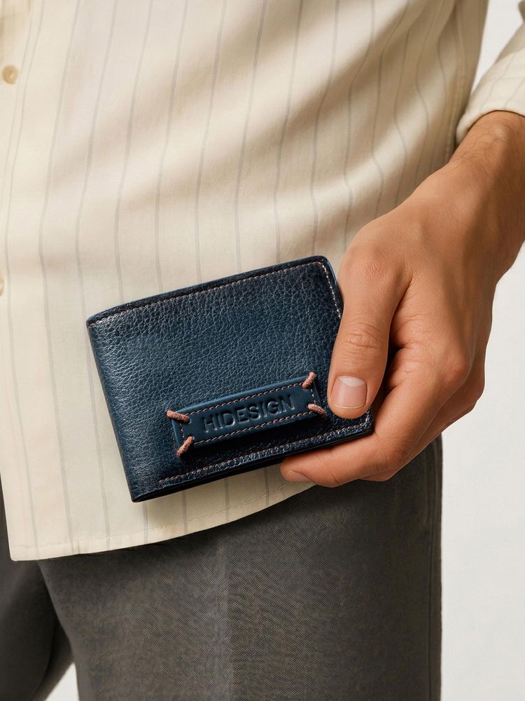 Hidesign Hydor W2 Genuine Leather Men's Bi Fold Wallet - Blue-picture-22