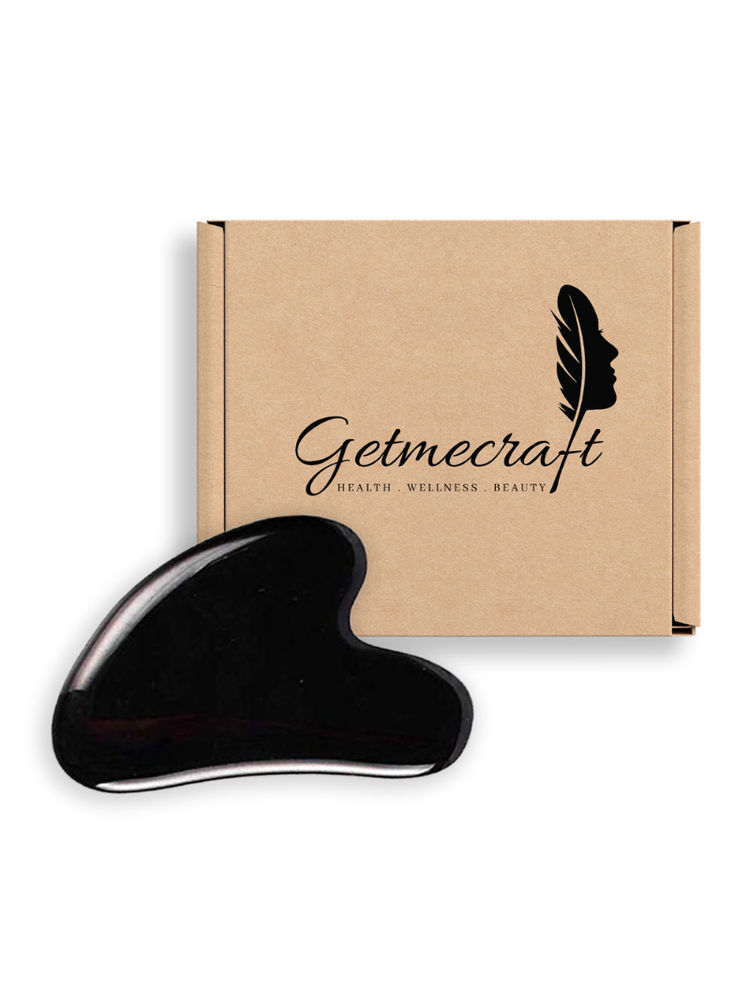 Getmecraft Black Obsidian Gua Sha Stone For Face Neak And Under Eye