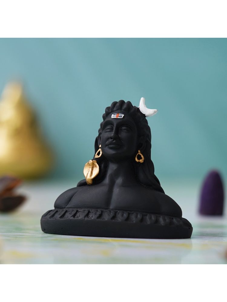 eCraftIndia Handcrafted Polyresin Black Adiyogi Lord Shiva Statue