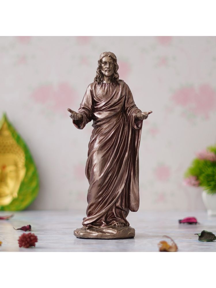 eCraftIndia Handcrafted Bronze Standing Jesus Christ Idol with Open Arms Statue