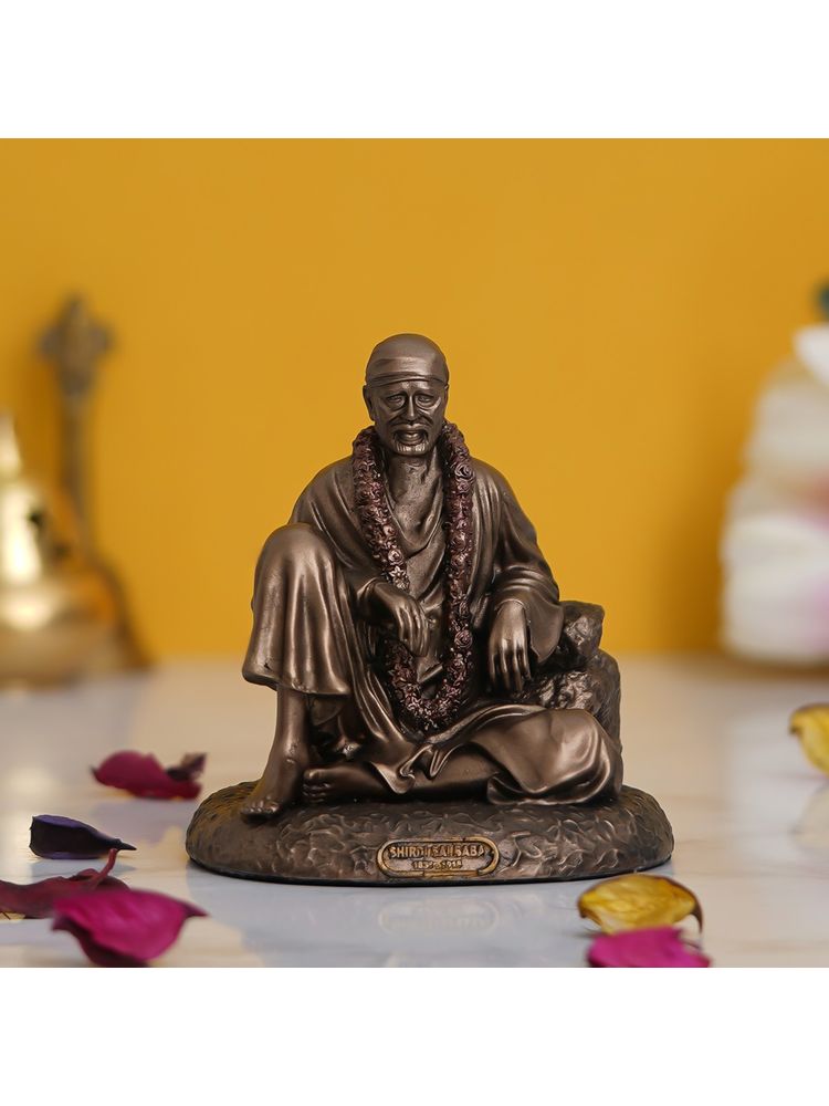 eCraftIndia Cold Cast Bronze Resin Sitting Sai Baba Statue-picture-14