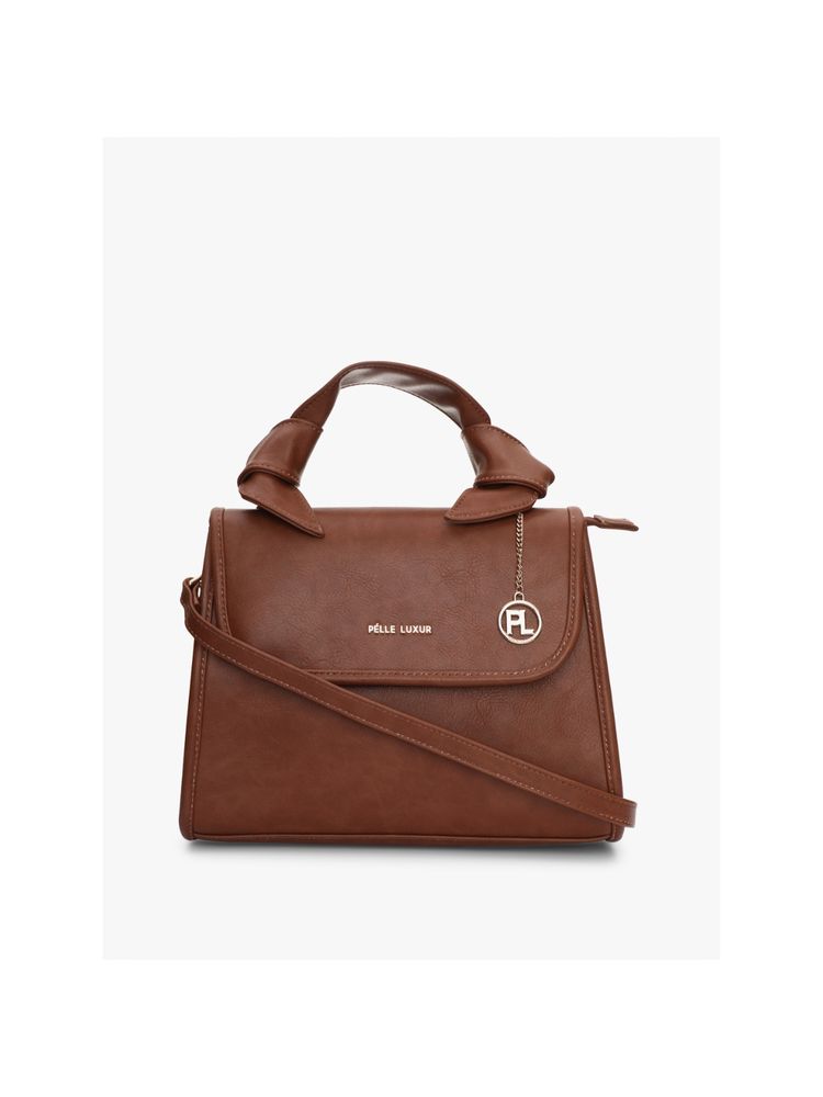Pelle Luxur Luna Brown Satchel Bag For Women-picture-21